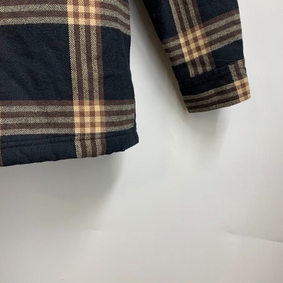 Empyre Men's Plaid Sherpa Lined Cotton Button Up Long Sleeve Shacket Size M - Picture 5 of 12